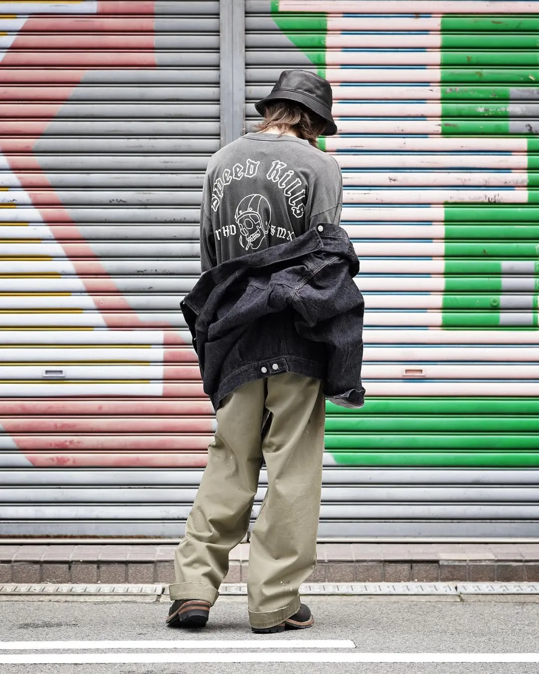 SAINT Mxxxxxx × NEIGHBORHOOD STHD . LS TEE SPEED KILLS/BLK Skull Helmet Long Sleeves Washed Black S-XL Cylindrical Cloth Ready-Made Assute Dyeing Heavy Washing Water Fading Handmade Splashed Ink Holes Simulate Natural Fading and Old Effects Correct Version Customized NBHD Co-branded Accessories Top Purchasing Level